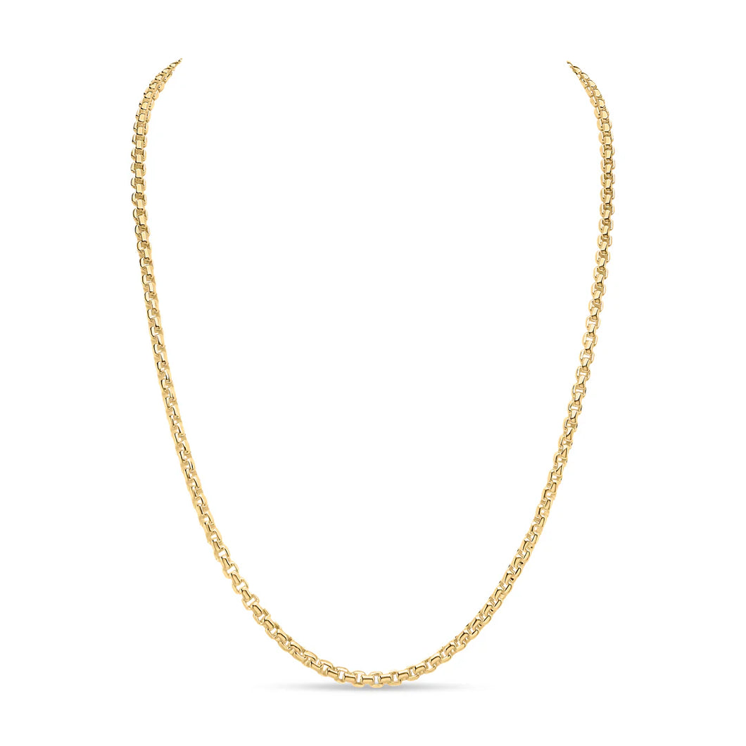 Sterling Silver 18ct Vermeil 4mm Rounded Box Belcher Chain 18