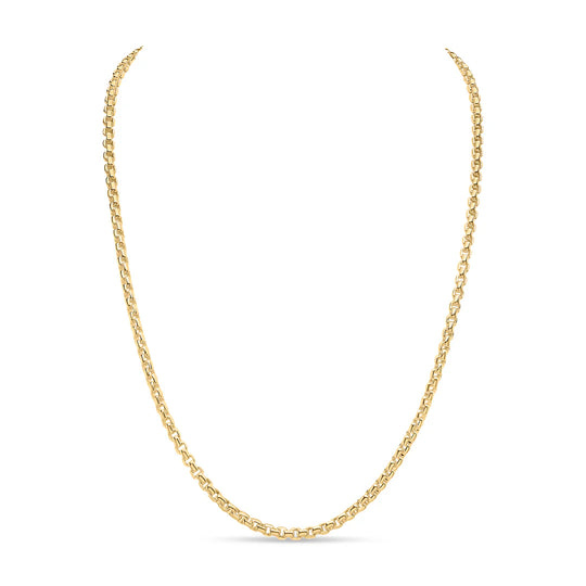 Gold Vermeil 4mm Rounded Box Belcher Chain Necklace