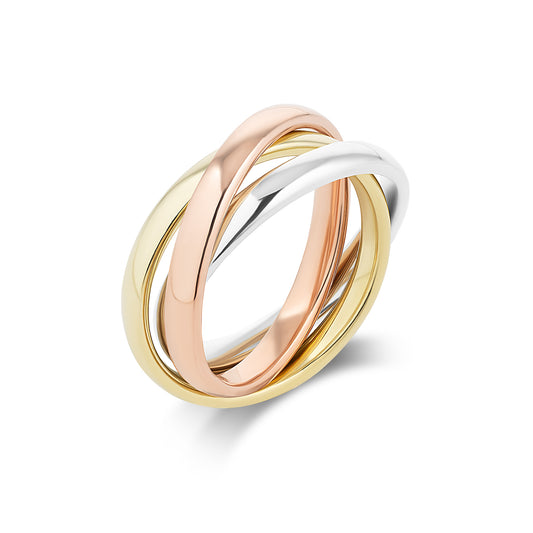 Three Colour 9ct Gold Russian Wedding Ring, view 2