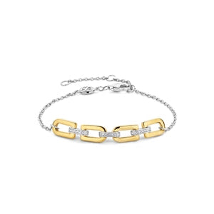 Sterling Silver Gilded Bracelet set with Cubic Zirconia Stones
