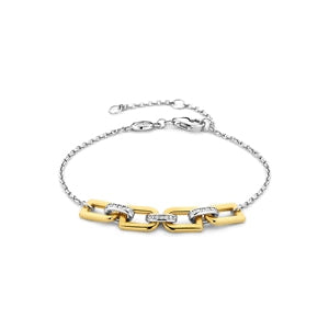 Sterling Silver Gilded Bracelet set with Cubic Zirconia Stones, view 4