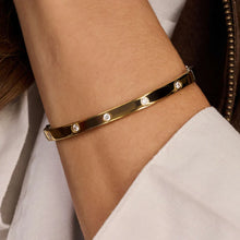 Load image into Gallery viewer, Ti Sento Classic Zirconia Bangle Hand-set Zirconia / 18ct Gold Vermeil
