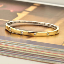 Load image into Gallery viewer, Ti Sento Classic Zirconia Bangle Hand-set Zirconia / 18ct Gold Vermeil
