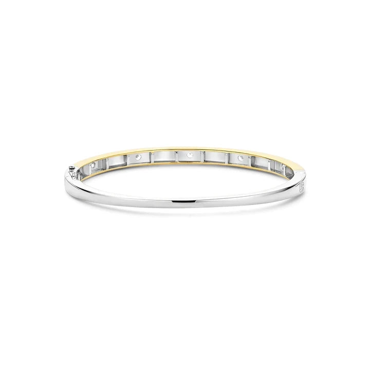 Gold Vermeil and Sterling Silver Classic Zirconia Bangle, view 2
