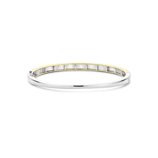 Gold Vermeil and Sterling Silver Classic Zirconia Bangle, view 2