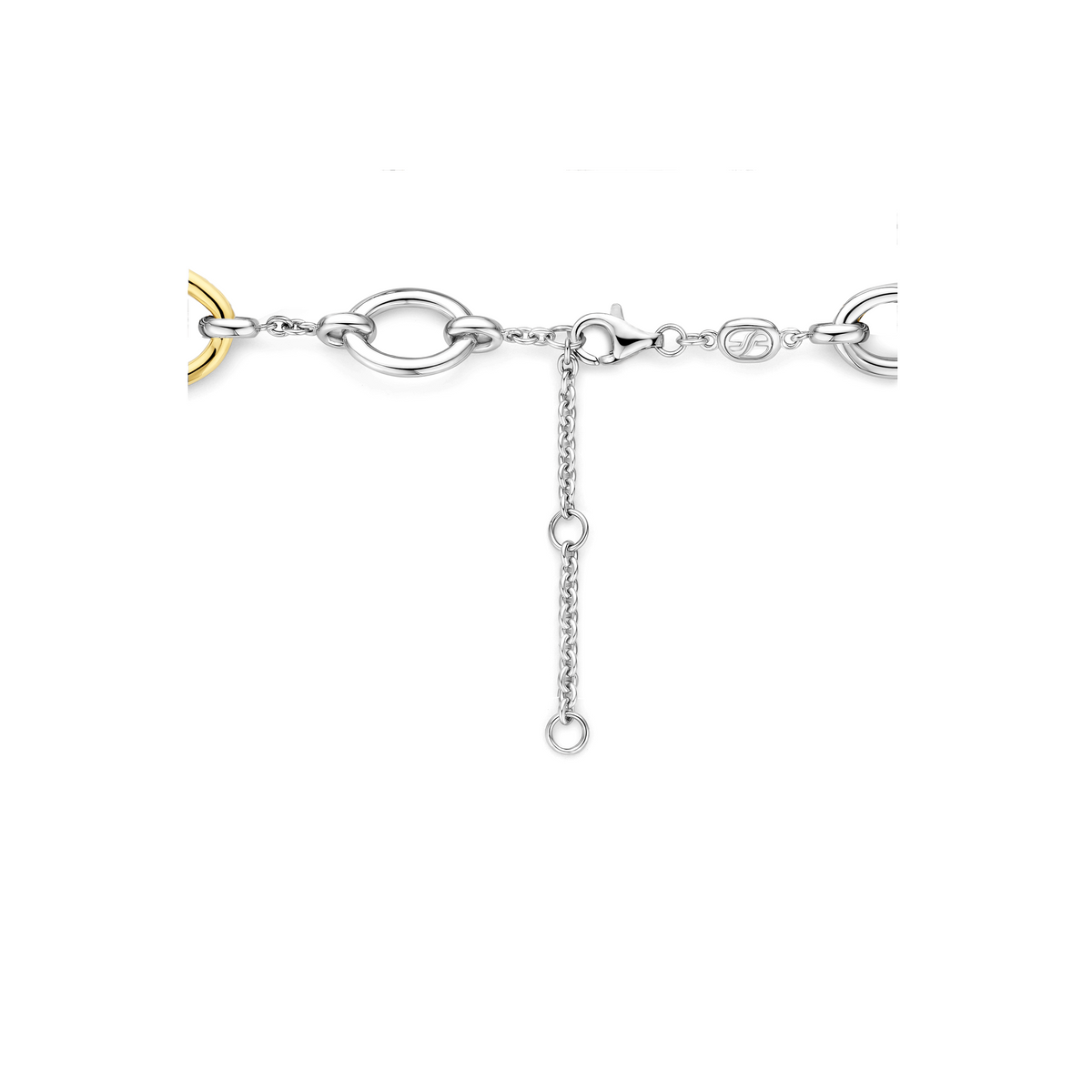 Gold Vermeil and Sterling Silver connected circle bracelet with cubic zirconia, alternative view