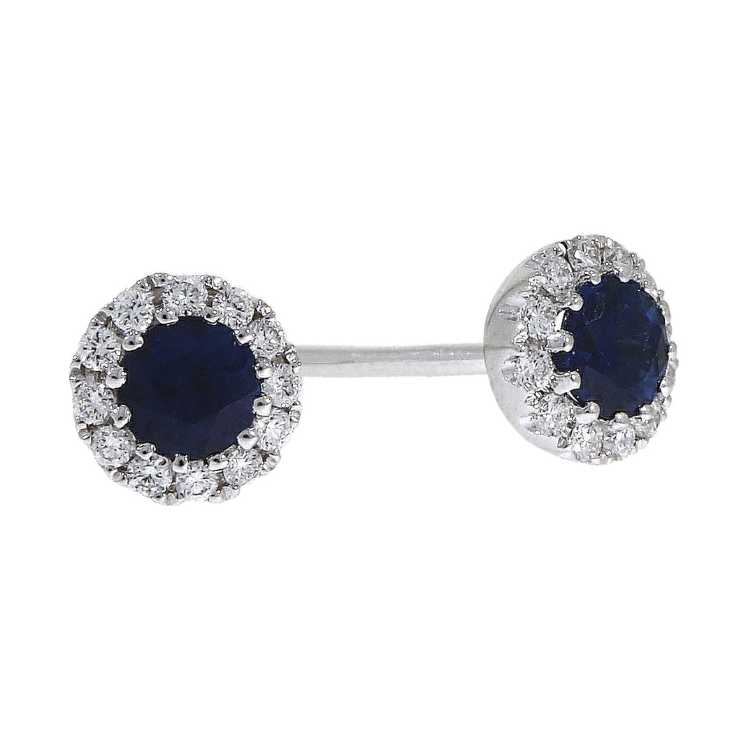 18ct White Gold round Sapphire and Diamond cluster studs