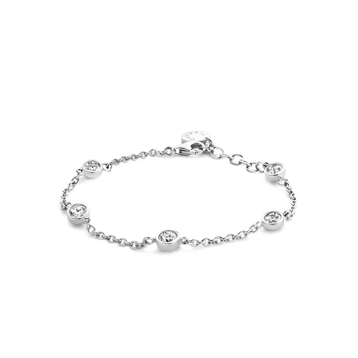 Sterling Silver Bracelet set with Cubic Zirconia Stones