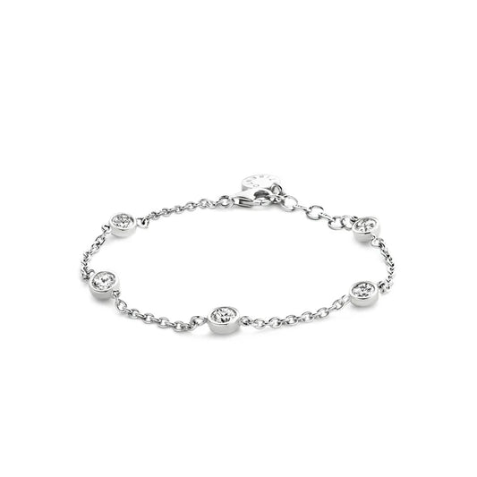 Sterling Silver Bracelet set with Cubic Zirconia Stones