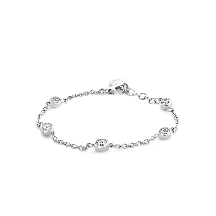 Sterling Silver Bracelet set with Cubic Zirconia Stones
