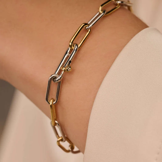 Gold Vermeil and Sterling Silver Closed Forever Chain Bracelet, view 2