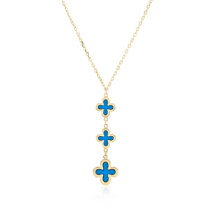 9ct Yellow Gold Turquoise Y shaped drop necklace