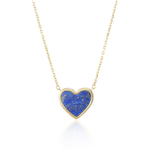 9ct Yellow Gold Lapis Lazuli heart necklace