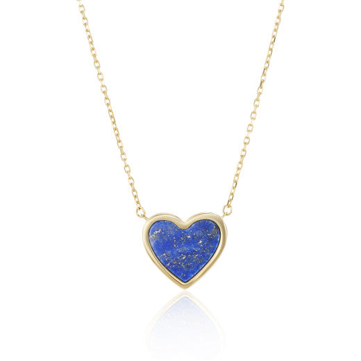 9ct Yellow Gold Lapis Lazuli heart necklace