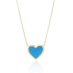 9ct Yellow Gold Turquoise heart necklace