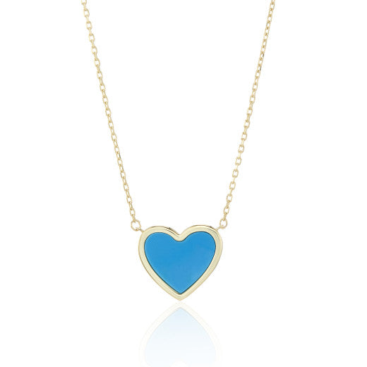 9ct Yellow Gold Turquoise heart necklace