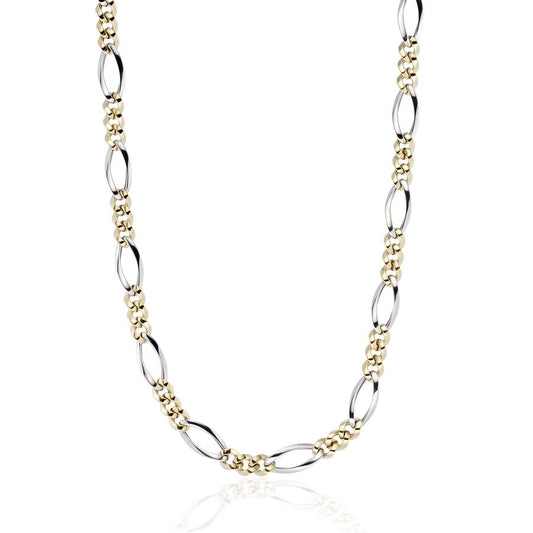 9ct Yellow and White Gold Figaro Necklace