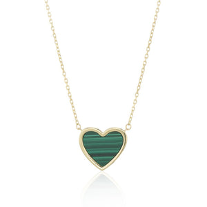 9ct Yellow Gold Malachite heart necklace