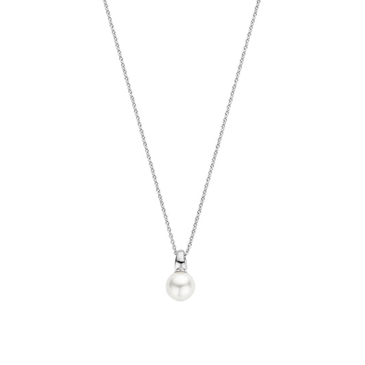 Sterling Silver 8mm Pearl Pendant Necklace by TI SENTO, view 4