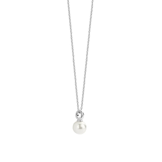 Sterling Silver 8mm Pearl Pendant Necklace by TI SENTO, view 3