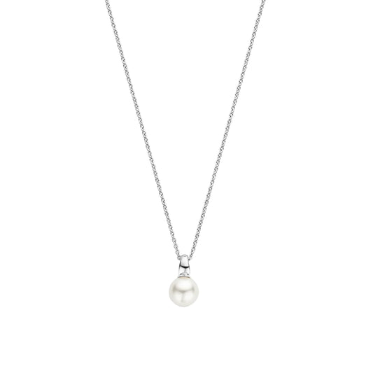 Sterling Silver 8mm Pearl Pendant Necklace by TI SENTO