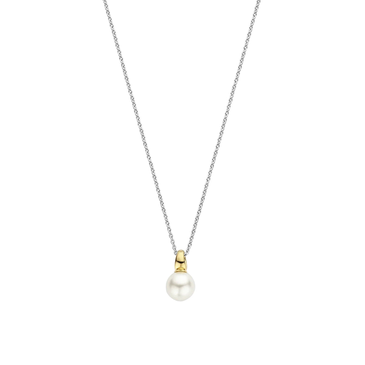 Pearl Pendant Necklace (8mm) by TI SENTO in Sterling Silver and 18ct Gold Vermeil