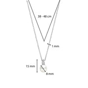 Sterling Silver 8mm Pearl and Cubic Zirconia Pendant Necklace, view 3
