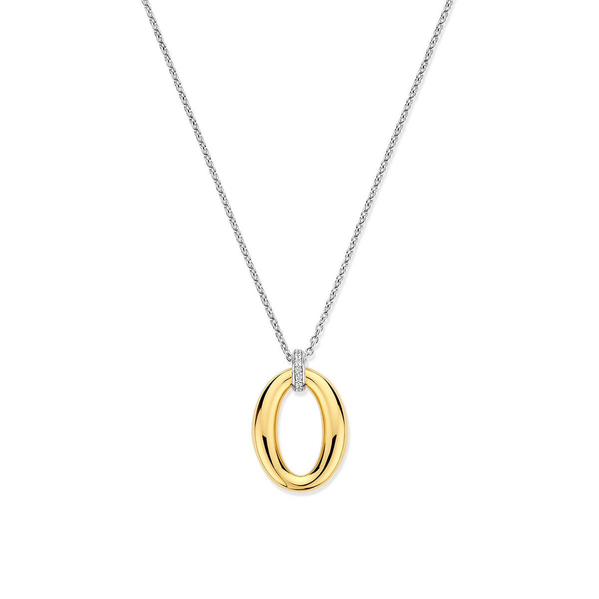 Gold Vermeil soft oval pendant on Sterling Silver chain by TI SENTO