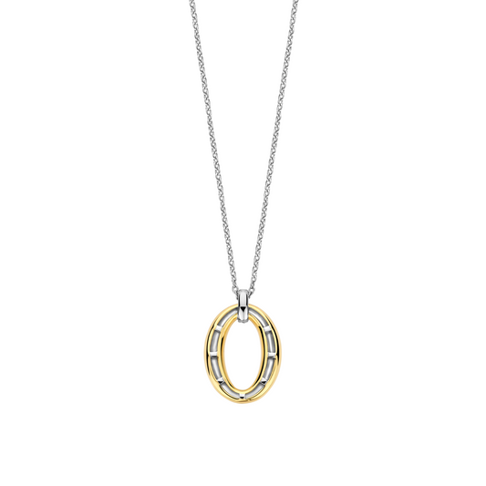 Gold Vermeil soft oval pendant on Sterling Silver chain, alternative view