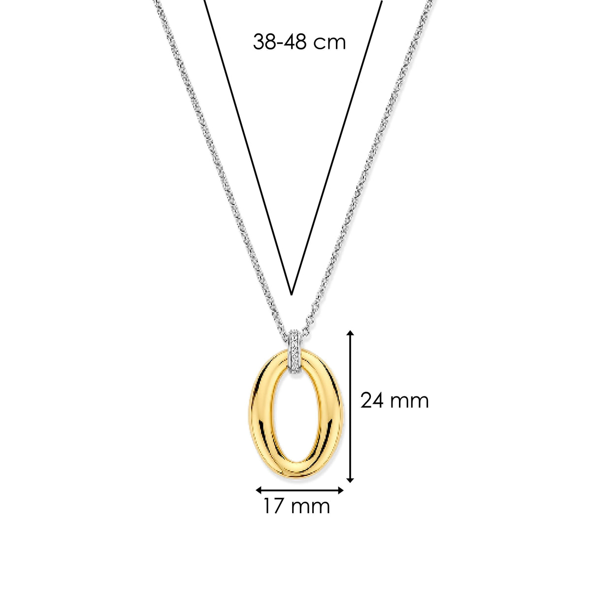 Gold Vermeil soft oval pendant on Sterling Silver chain, alternative view