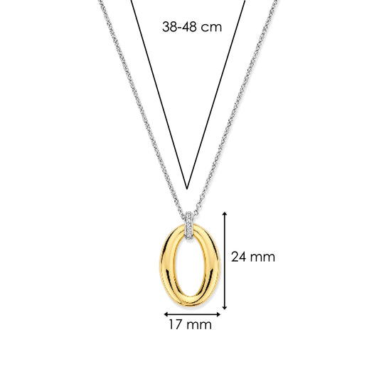 Gold Vermeil soft oval pendant on Sterling Silver chain, alternative view