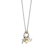 Load image into Gallery viewer, Love Faith Hope Charm Necklace by TI SENTO in Sterling Silver and 18ct Gold Vermeil
