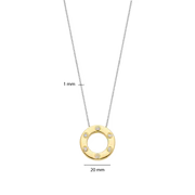 Ti Sento Sterling Silver and 18ct Gold Vermeil Zirconia Circle Necklace, view 4