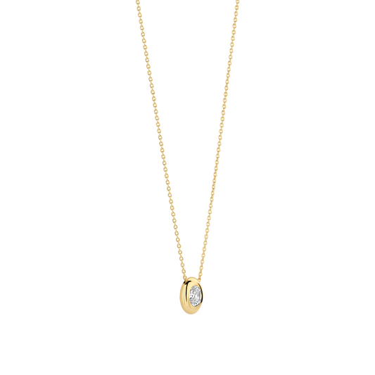 Gold Vermeil oval cubic zirconia pendant, alternative view