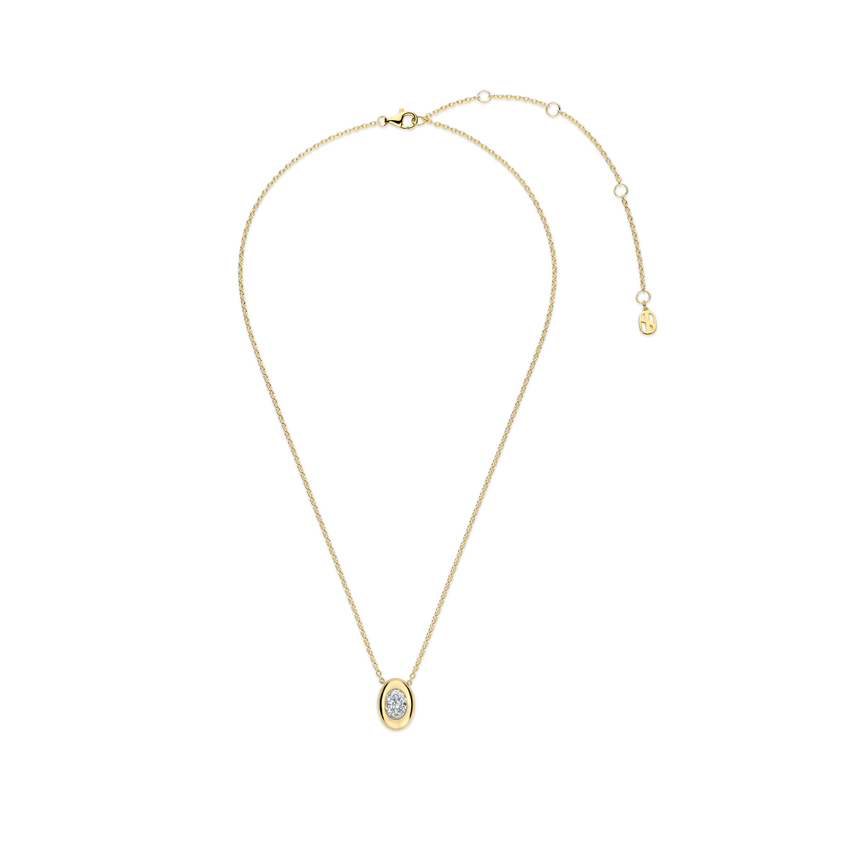 Gold Vermeil oval cubic zirconia pendant, alternative view