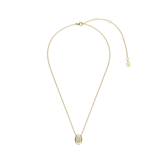 Gold Vermeil oval cubic zirconia pendant, alternative view