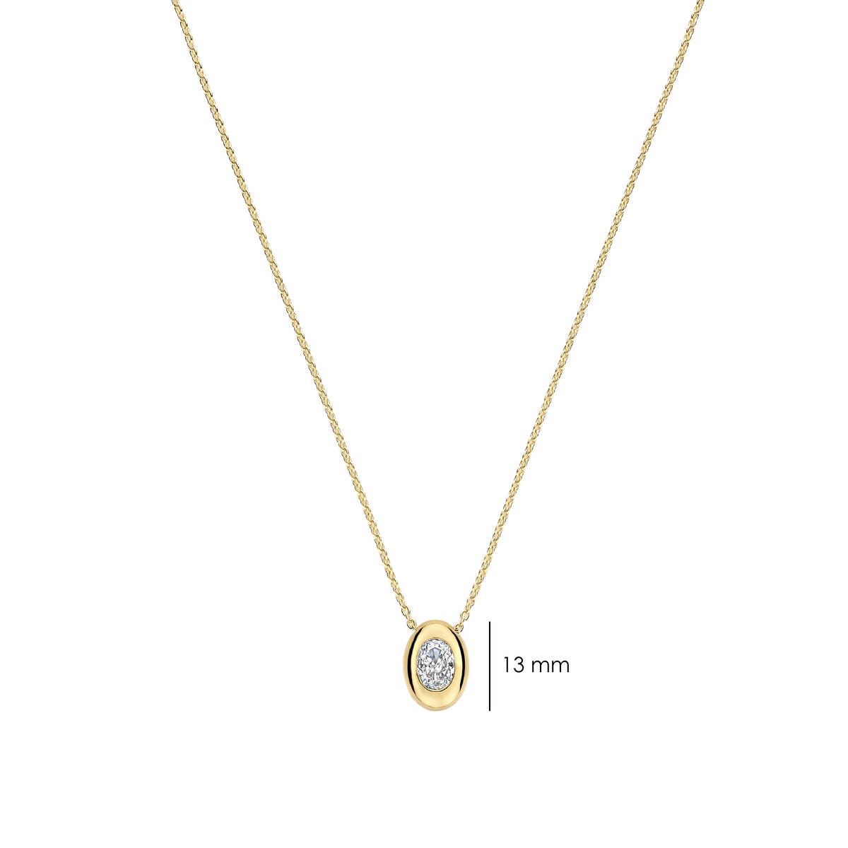 Gold Vermeil oval cubic zirconia pendant, alternative view