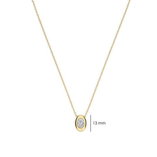Gold Vermeil oval cubic zirconia pendant, alternative view