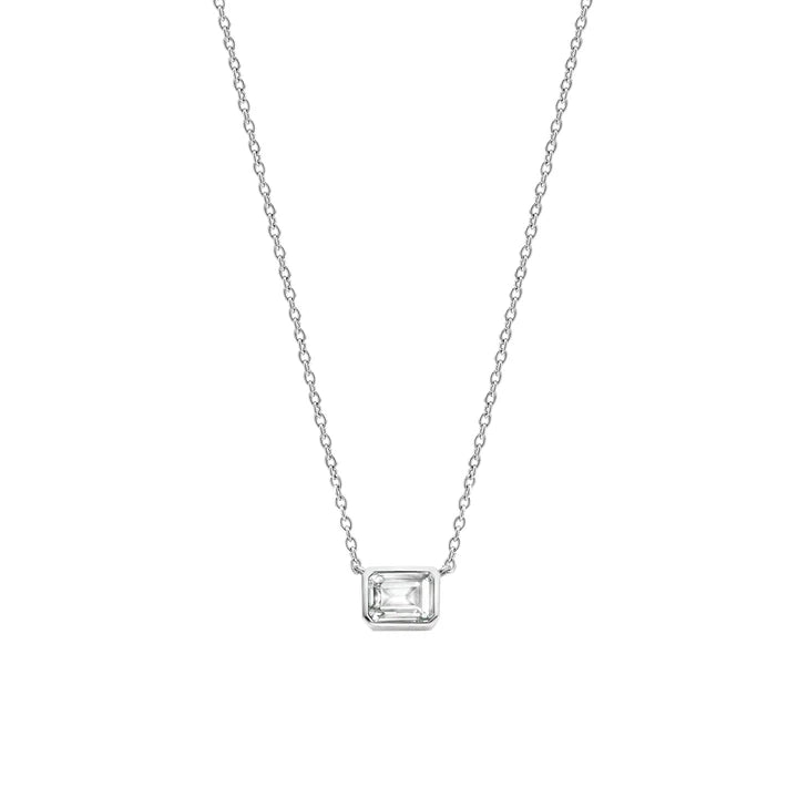 Sterling Silver and Cubic Zirconia Necklace, view 3