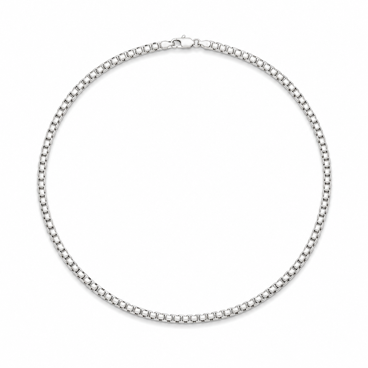 Sterling Silver Heavy Square Box Link Necklace