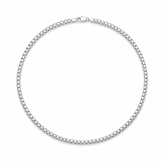 Sterling Silver Heavy Square Box Link Necklace