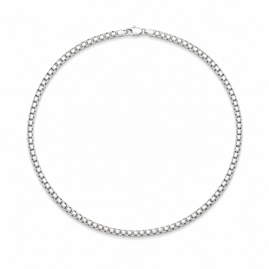 Sterling Silver Heavy Square Box Link Necklace