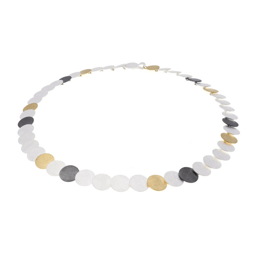 Sterling Silver Three Colour Circular Link Necklace