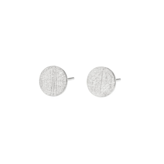 Medium round brushed finish Sterling Silver studs