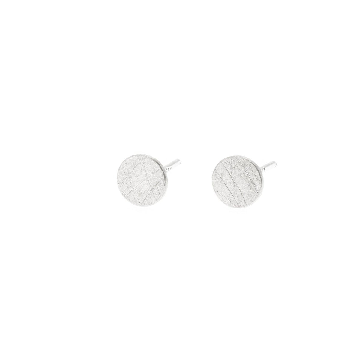Small Sterling Silver Stud Earrings - Brushed finish