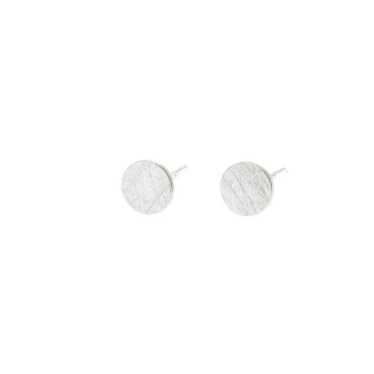 Small Sterling Silver Stud Earrings - Brushed finish
