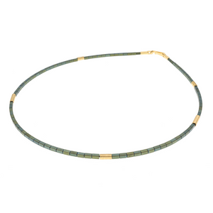 Green Haematite and Vermeil Single Strand Necklace