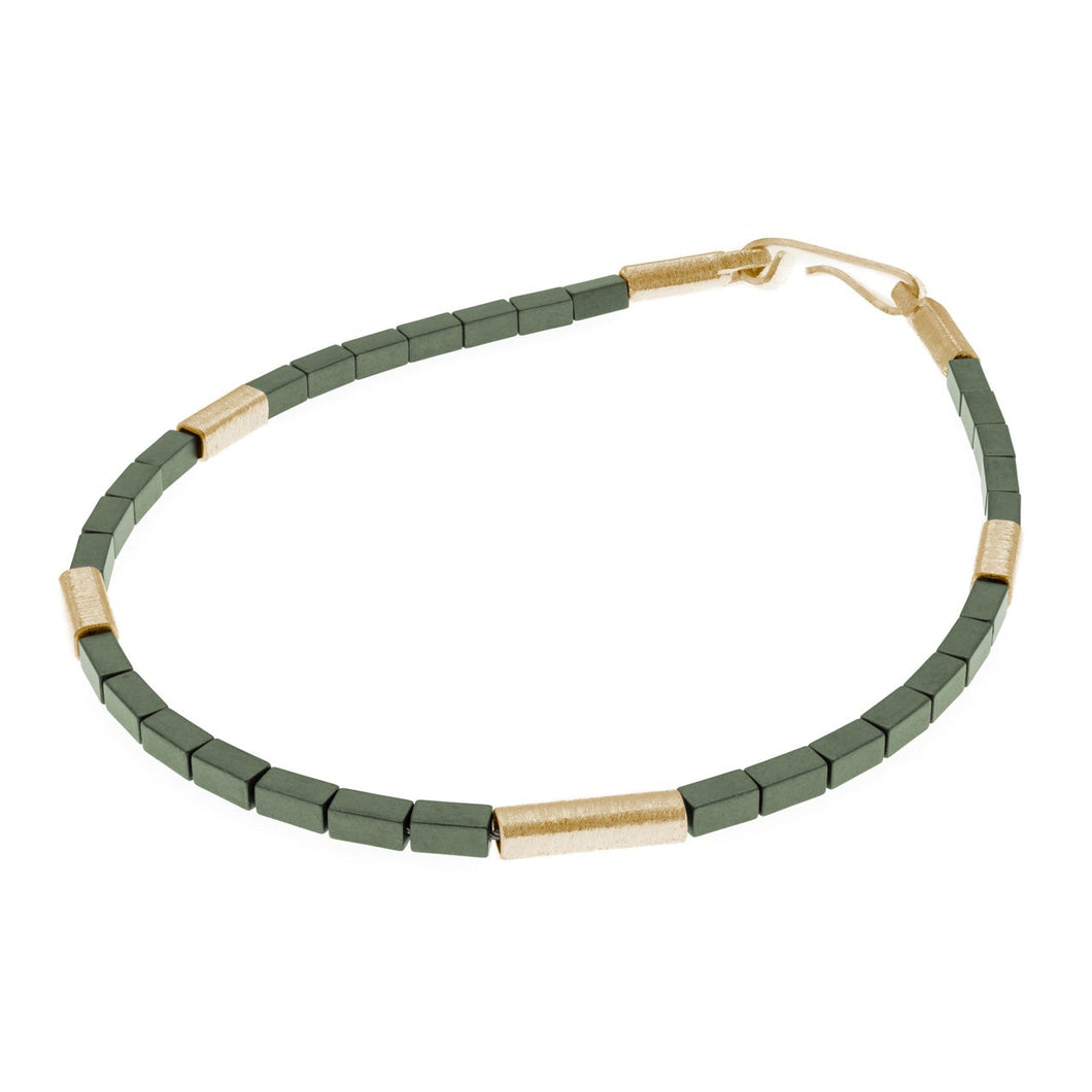 Green Haematite & Gold Plated Bracelet