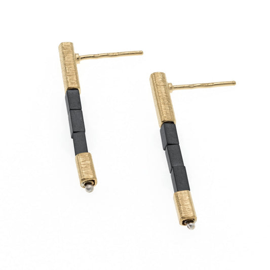 Gold Vermeil and Dark Grey Haematite Stud Drop Earrings