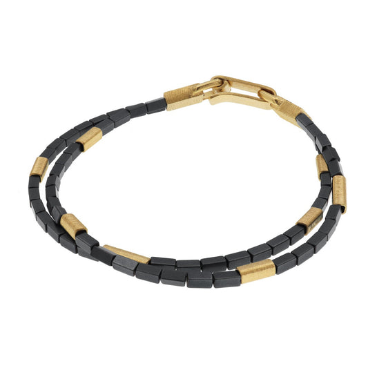 Haematite and Gold Vermeil Double Strand Bracelet